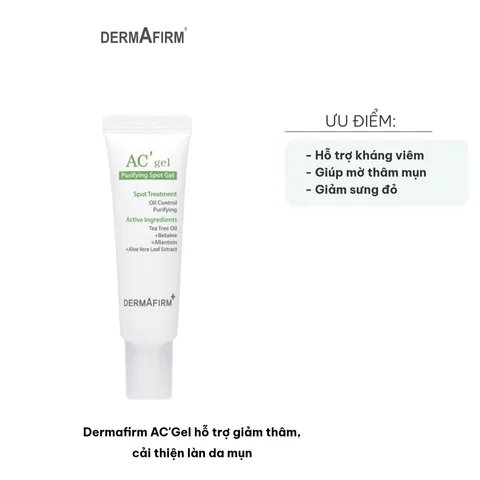 Gel Trị Mụn Dermafirm AC'Gel - Hỗ Trợ Giảm Thâm, Cải Thiện Da Mụn Dầu, 20ml - Sản Phẩm Chăm Sóc Da Chất Lượng Cao