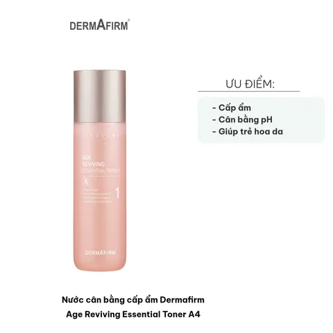Nước Cân Bằng Cấp Ẩm Dermafirm Age Reviving Essential Toner A4 - Toner Đặc Trị Dưỡng Ẩm và Trẻ Hóa Da Mềm Mịn 200ml