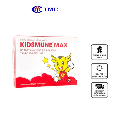 Kidsmune Max - Cốm Tăng Sức Đề Kháng và Tiêu Hóa cho Trẻ 3 Tuổi Trở Lên - Hỗ Trợ Miễn Dịch Ngon Miệng 20 Gói