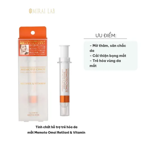 Tinh Chất Hỗ Trợ Trẻ Hóa Da Mắt Memoto Omoi Retinol & Vitamin C - Cung Cấp Độ Ẩm, Ngăn Ngừa Quầng Thâm, Bọng Mắt