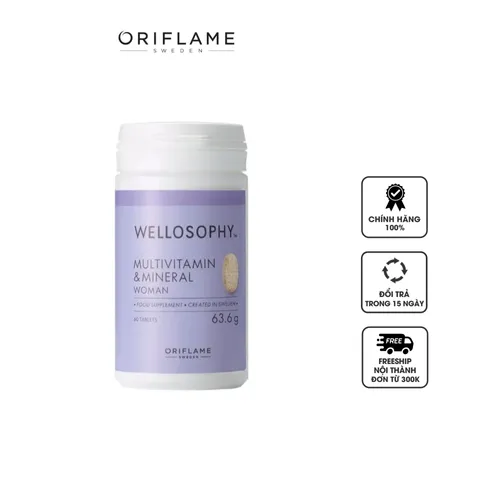Viên uống Oriflame Wellosophy Multivitamin & Mineral cho Nữ - Hỗ trợ Bổ sung Vitamin & Khoáng chất, Cải thiện Sức khỏe và Làm đẹp Da, Tóc, Móng