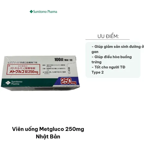 Viên uống Metgluco 250mg Nhật Bản - Hỗ trợ kiểm soát đường huyết, giảm sản sinh đường, tốt cho buồng trứng - Thực phẩm chức năng sức khỏe