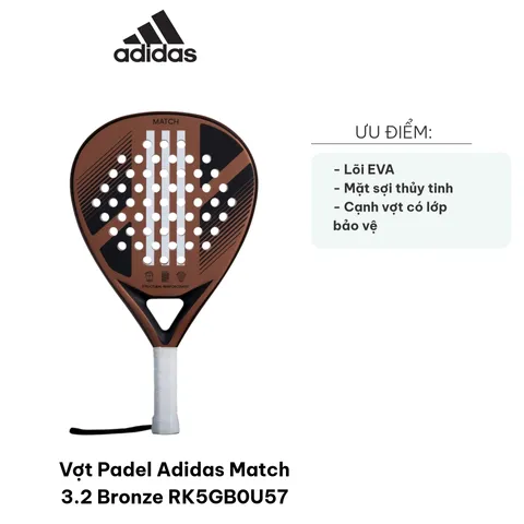 Vợt Padel Adidas Match 3.2 Bronze RK5GB0U57 - Dụng Cụ Thể Thao, Phù Hợp Cho Người Mới Chơi, Thiết Kế Chất Liệu Cao Cấp