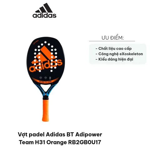 Vợt Padel Adidas BT Adipower Team H31 Cam - Cao Cấp, Kiểm Soát Chính Xác, Công Nghệ eXoskeleton, Chất Liệu EVA Soft Performance