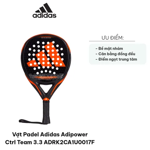 Vợt Padel Adidas Adipower Ctrl Team 3.3 - Dụng cụ thể thao điều khiển cho tay vợt chuyên nghiệp, mặt thủy tinh và lõi EVA mềm