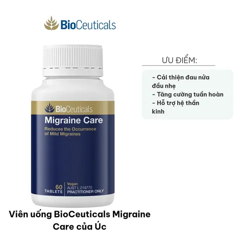 Viên uống BioCeuticals Migraine Care - Hỗ trợ giảm đau nửa đầu & tăng cường tuần hoàn, 60 viên của Úc