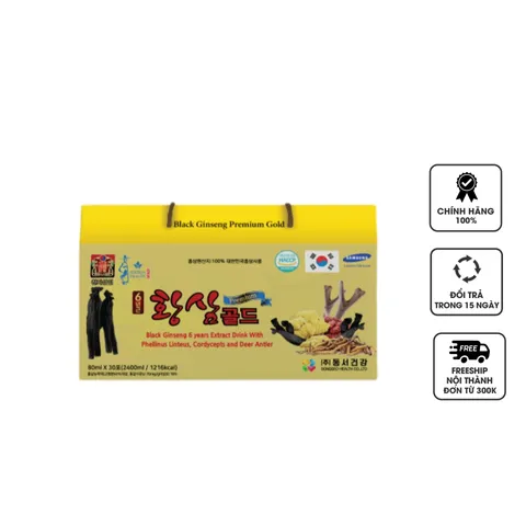Nước Hắc Sâm Không Đường Golden Health Black Ginseng Premium Gold - Tăng Cường Sức Khỏe, Hỗ Trợ Ổn Định Đường Huyết, Thư Giãn Tinh Thần