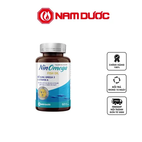 Viên uống Nin Omega Nam Dược 60 viên - Hỗ trợ não bộ và thị giác, Omega 3, 6, 9, vitamin A, sức khỏe tối ưu cho trẻ em và người lớn