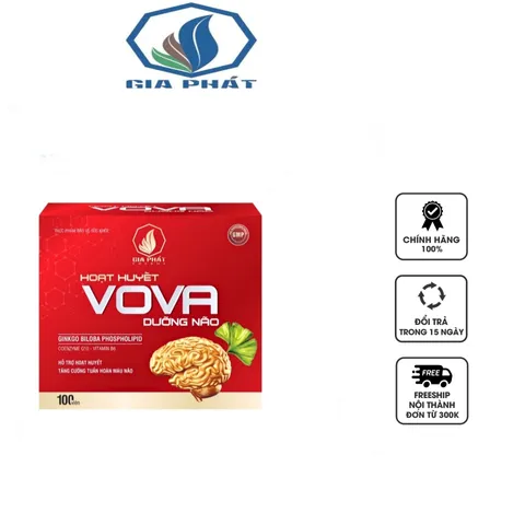 Viên uống hoạt huyết dưỡng não Vova Gia Phát - Hỗ trợ cải thiện trí nhớ, tăng cường tuần hoàn máu - Hộp 100 viên thiên nhiên
