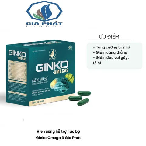 Viên uống Ginkgo Omega 3 Gia Phát - Hỗ trợ não bộ, tăng cường trí nhớ, lưu thông tuần hoàn máu, giảm đau đầu, cải thiện mất ngủ