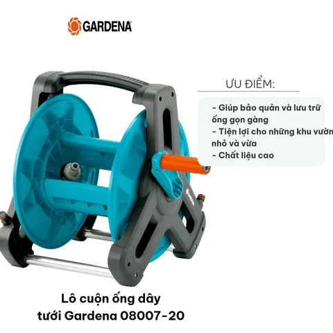 Lô cuộn ống dây tưới Gardena 08007-20 - Bảo quản ống tưới gọn gàng, chân đế xách tay, phù hợp cho khu vườn nhỏ