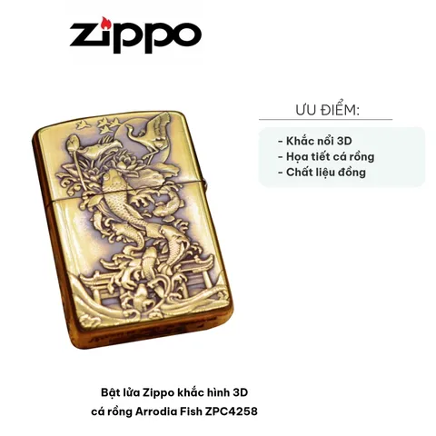 Bật Lửa Zippo 3D Cá Rồng Arrodia Fish ZPC4258 - Thiết Kế Sang Trọng, Biểu Tượng Phong Thủy Tinh Xảo, Quà Tặng Độc Đáo