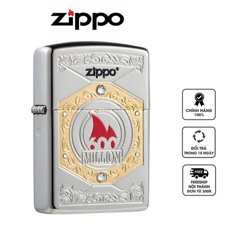 Bật lửa Zippo CZA-3-22 Armor Kỷ Niệm 600 Triệu - Phiên Bản Giới Hạn Châu Á, Vỏ Dày High Polish Chrome, Tặng Thẻ Vàng 18K