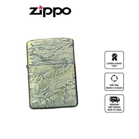 Bật Lửa Zippo Khắc 3D Rồng Phượng ZPC4259 - Thiết Kế Độc Đáo, Chất Liệu Đồng Cao Cấp, Quà Tặng Ý Nghĩa Cho Fanteger