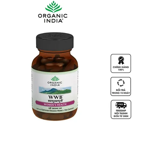 Viên uống WWB Organic India - Thực phẩm chức năng hỗ trợ điều hòa và ổn định nội tiết cho phụ nữ, cải thiện sức khỏe sinh sản hiệu quả.
