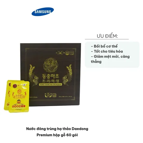 Nước Đông Trùng Hạ Thảo Daedong Premium - Hộp Gỗ 60 Gói, Thực Phẩm Chức Năng Cao Cấp Bảo Vệ Sức Khỏe, Dễ Dàng Sử Dụng