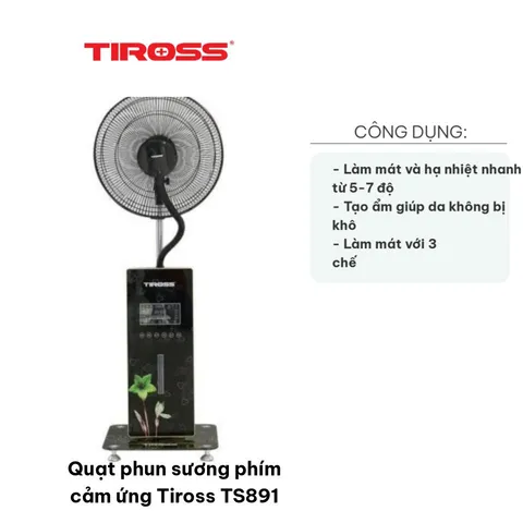 Quạt phun sương Tiross TS891 - Quạt cảm ứng, làm mát hiệu quả 5-7 độ C, bảo vệ da trẻ nhỏ, thiết kế sang trọng cho không gian sống hiện đại