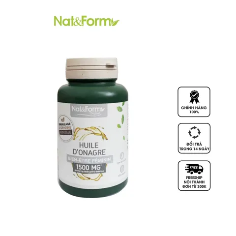 Tinh dầu hoa anh thảo hữu cơ Pháp Nat&Form Huile D’Onagre - 200 viên hỗ trợ cân bằng nội tiết, đẹp da và điều hòa kinh nguyệt