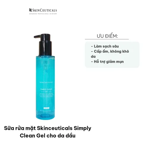 Sữa Rửa Mặt Skinceuticals Simply Clean Gel Dành Cho Da Dầu - Giúp Làm Sạch, Kiểm Soát Dầu, Giảm Mụn, 195ml