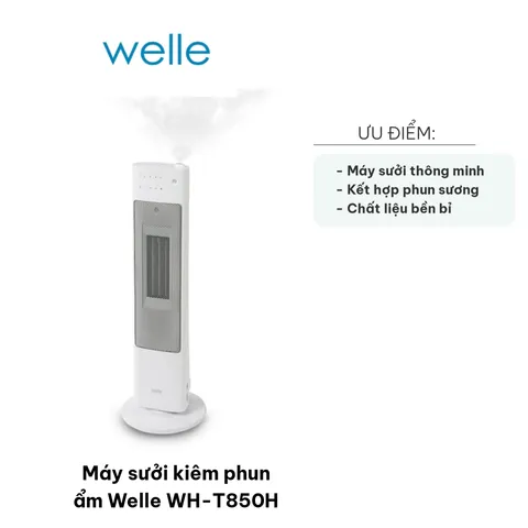 Máy Sưởi Kiêm Phun Ẩm Welle WH-T850H - Thiết Bị Thông Minh 2 Trong 1 Sưởi Ấm và Tạo Độ Ẩm Cho Gia Đình, Tiết Kiệm Diện Tích