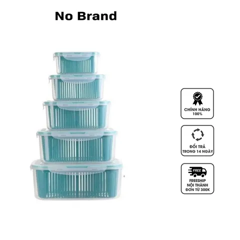 Set 5 hộp đựng thực phẩm có nắp đậy - Giải pháp tiện lợi cho tủ lạnh, bảo quản rau củ quả tươi ngon, tiết kiệm không gian