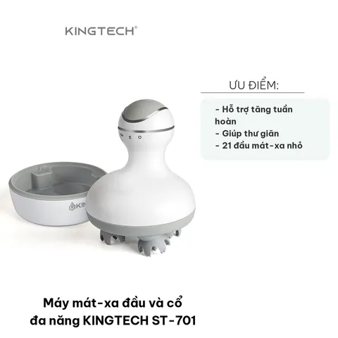 Máy Mát-Xa Đầu và Cổ Đa Năng KINGTECH ST-701 - Tăng Tuần Hoàn Máu, Thư Giãn Hiệu Quả, Tiện Dụng Cho Da Đầu, Mặt, Cổ