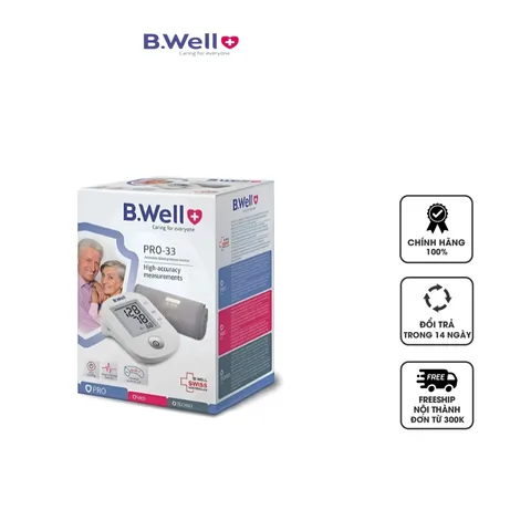 Máy Đo Huyết Áp Bắp Tay B.Well Swiss PRO-33 - Thiết Bị Đo Huyết Áp Chính Xác & Nhanh Chóng Dành Cho Gia Đình