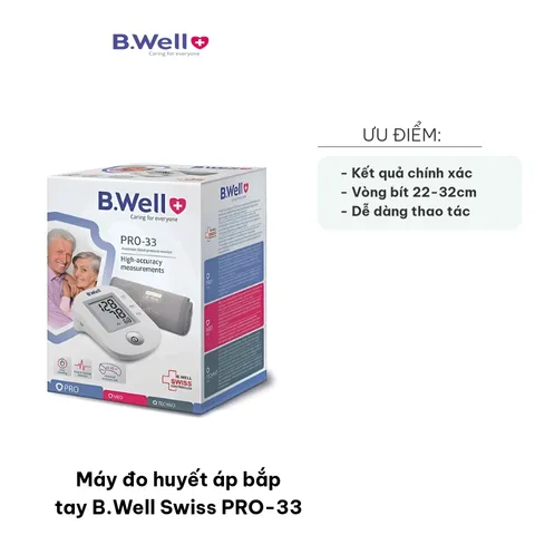 Máy Đo Huyết Áp Bắp Tay B.Well Swiss PRO-33 - Thiết Bị Đo Huyết Áp Chính Xác & Nhanh Chóng Dành Cho Gia Đình
