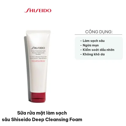 Sữa Rửa Mặt Shiseido Deep Cleansing Foam 125ml - Sạch Sâu, Ngăn Ngừa Mụn, Kiểm Soát Dầu Thừa Cho Mọi Loại Da