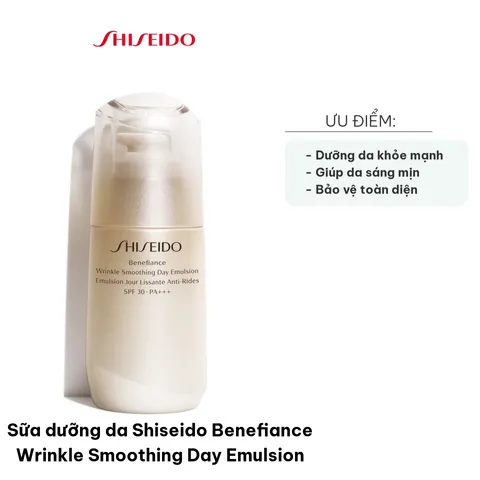 Sữa Dưỡng Da Shiseido Benefiance Wrinkle Smoothing Day Emulsion 75ml - Chống Lão Hóa, Làm Sáng Da, Chỉ Số SPF 30 PA+++