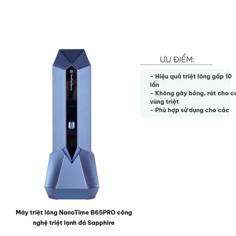 Máy triệt lông NanoTime B65PRO - Công nghệ triệt lạnh đá Sapphire, an toàn cho da nhạy cảm, hiệu quả cao, dễ sử dụng tại nhà