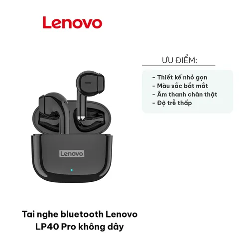 Tai Nghe Bluetooth Lenovo LP40 Pro Không Dây - Thiết Kế Nhỏ Gọn, Âm Thanh Trung Thực, Chất Lượng Cao, Chống Nước IPX5, Chơi Game Mượt Mà
