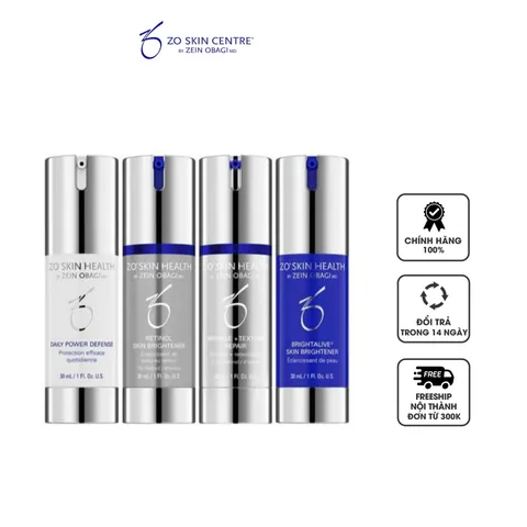 Bộ sản phẩm ZO Skin Brightening Program 4 món - Chống lão hóa, giảm nếp nhăn, làm sáng da - Dưỡng ẩm cho tất cả loại da