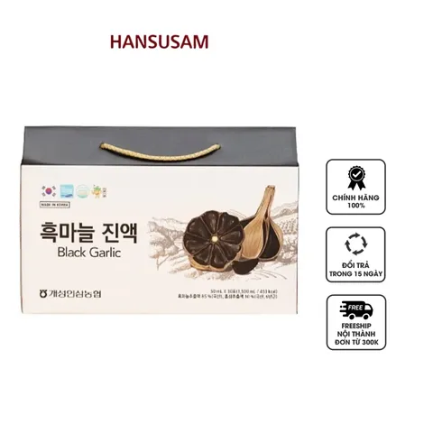 Nước Tỏi Đen Hansusam - Hỗ Trợ Tăng Cường Đề Kháng, Bổ Sung Kháng Sinh Tự Nhiên, Hộp 30 Gói x 50ml