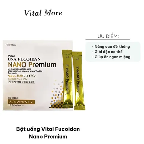 Bột uống Vital D.N.A Fucoidan Nano Premium 30 gói - Tảo biển Okinawa Nhật Bản hỗ trợ sức khỏe và tăng cường miễn dịch