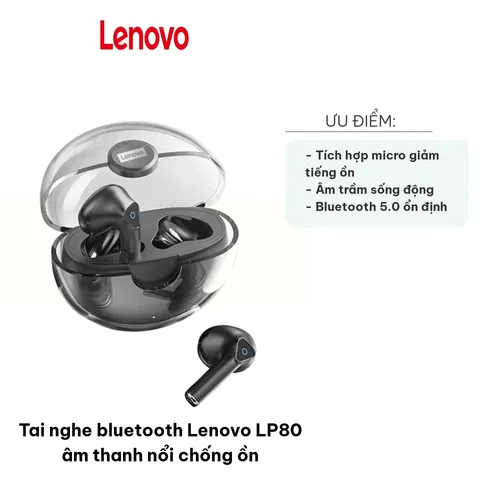 Tai Nghe Bluetooth Lenovo LP80 - Âm Thanh Nổi Chống Ồn, Micro Tích Hợp, Bluetooth 5.0, Pin 25 Giờ, Chất Lượng HIFI Sống Động