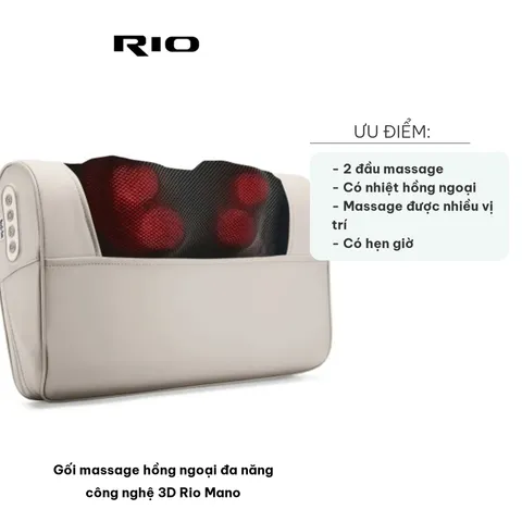 Gối Massage Hồng Ngoại Đa Năng Công Nghệ 3D Rio Mano - Thiết Bị Massage Toàn Cơ Thể, Giúp Giảm Căng Thẳng và Thư Giãn
