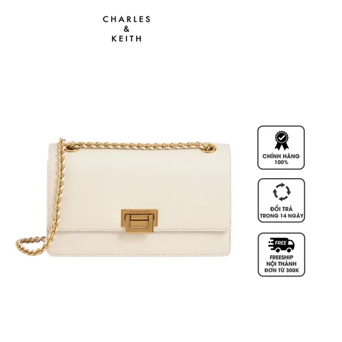 Túi xách Charles & Keith Chain Strap Evening Bag CK2-20840317-8 màu kem