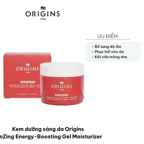 Kem Dưỡng Sáng Da Origins GinZing Energy-Boosting Gel 50ml - Dưỡng Ẩm, Phục Hồi Da Tươi Tắn & Rạng Rỡ