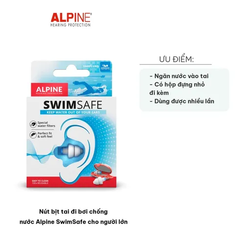 Nút Bịt Tai Đi Bơi Chống Nước Alpine SwimSafe Cho Người Lớn - Ngăn Nước, Ngừa Nhiễm Trùng Tai, Người Tham Gia Thể Thao Nước