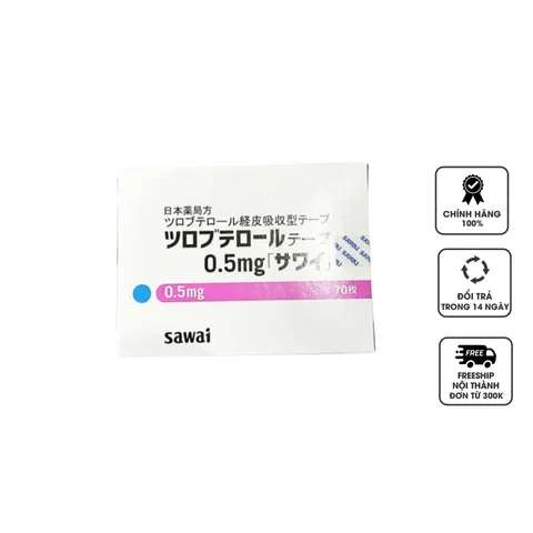 Miếng dán hỗ trợ giảm ho Sawai Tulobuterol 0.5mg Nhật Bản cho bé - Giải pháp hô hấp an toàn cho trẻ từ 6 tháng đến 3 tuổi