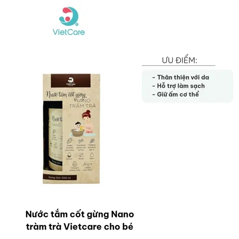 Nước Tắm Cốt Gừng Nano Tràm Trà Vietcare 500ml - Tắm Cho Bé, Giữ Ấm, Hỗ Trợ Lưu Thông Khí Huyết, An Toàn Từ Thảo Mộc
