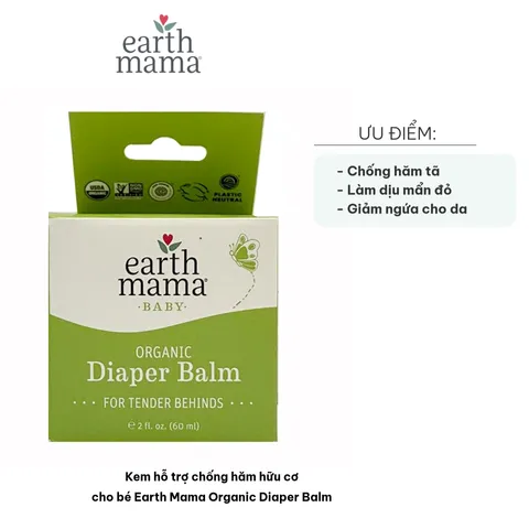 Kem chống hăm hữu cơ Earth Mama Diaper Balm 60ml cho bé - Giải pháp làm dịu da an toàn từ thiên nhiên cho trẻ sơ sinh