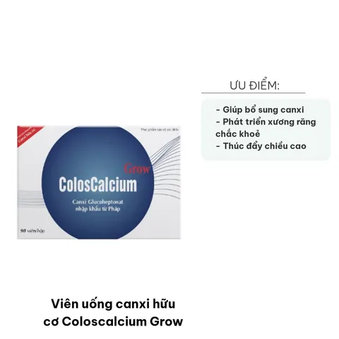 Viên uống canxi hữu cơ Coloscalcium Grow 90 viên - Bổ sung Canxi D3 K2 cho trẻ em và phụ nữ mang thai, hỗ trợ phát triển xương khỏe mạnh