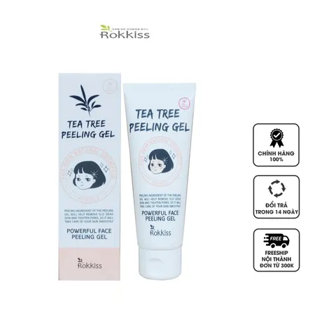 Kem Tẩy Da Chết Tea Tree Peeling Gel Rokkiss Hàn Quốc - Gel Tẩy Da Chết Dịu Nhẹ, Sạch Sâu, Dưỡng Ẩm, Phù Hợp Mọi Loại Da