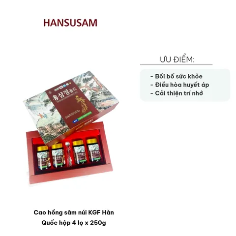 Cao Hồng Sâm Núi KGF Hàn Quốc - Hỗ Trợ Bồi Bổ Sức Khỏe, Hộp 4 Lọ x 250g, Chất Lượng Cao Dưỡng Chất Từ Hồng Sâm 6 Năm Tuổi