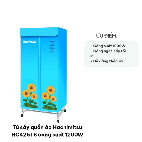 Tủ sấy quần áo Hachimitsu HC425TS 1200W - Thiết kế đa chức năng, di động, tiết kiệm không gian, sấy khô và giữ ấm hiệu quả