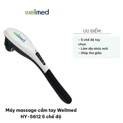 Máy Massage Cầm Tay Wellmed HY-5612 - Thiết Bị Massage 5 Chế Độ Với 4 Đầu Massage Chuyên Dụng, Giải Tỏa Căng Thẳng Từ Đầu Đến Chân