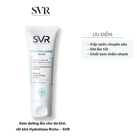 Kem Dưỡng Ẩm SVR Hydraliane Riche - Chuyên Dùng Cho Da Khô, Cung Cấp Độ Ẩm Lâu Dài 24 Giờ, Không Gây Mụn, 50ml