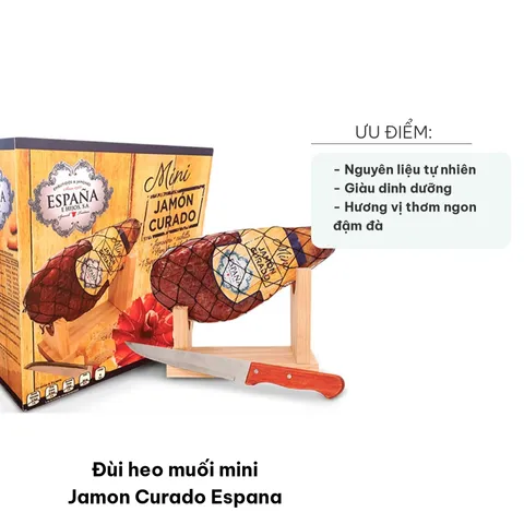 Đùi Heo Muối Mini Jamon Curado Espana - Hương Vị Thơm Ngon Đậm Đà, Món Ăn Truyền Thống Tây Ban Nha 1kg Hộp Sang Trọng